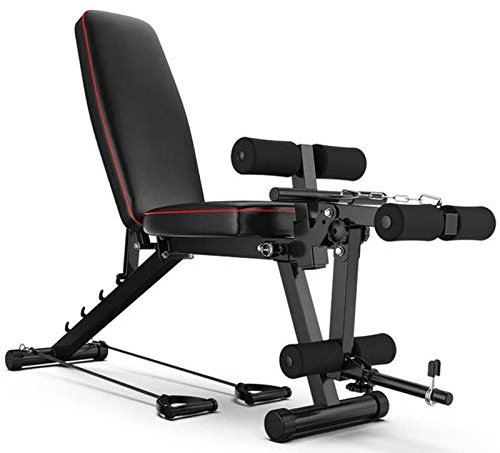 GJXJY Hantelbank Klappbar mit Beincurler, Verstellbare Krafttrainingsbank mit Beinverlängerung und Beincurl, Multifunktion Trainings Bank Set, für Ganzkörpertraining