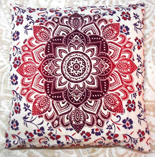 Mandala Quadratischer Kissenbezug Indischer Pouf Kissenbezug Pom Outdoor Boho Kissenbezüge Pet Bedding Wohnzimmer Dekorative Throw Kissenbezüge (50)