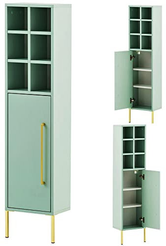 Lomadox Badezimmer Highboard in Mintgrün, B/H/T: ca. 30,4/130,6/21,8 cm