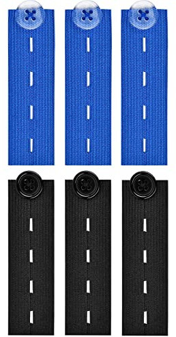 Prolongateurs de Bouton pour Pantalon, 6 Pièces Rallonge de Ceinture pour Jeans et Pantalons, Grossesse BoutonnièRes Rallonge Ceinture à Taille pour Grossesse Femmes Hommes Noir Bleu Foncé