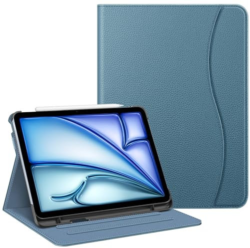 Fintie Case for iPad Air 5th Generation (2022) / iPad Air 4th Generation (2020) 10.9 Inch, Multi-Angle Viewing Protective Cover with Pencil Holder & Pocket, Auto Sleep/Wake, Ocean Blue