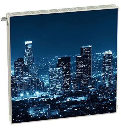 Cubierta magnética para radiador azul ciudades 60 x 60 cm, cubierta de calefacción magnética para el frigorífico de un imán flexible con impresión digital