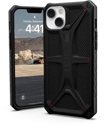 URBAN ARMOR GEAR UAG Designed for iPhone 14 Plus Case Kevlar Black 6.7 Monarch Rugged Premium Protective Cover Lightweight Slim Shockproof Dropproof Compatible with Wireless Charging