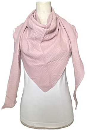 Musselintuch Schal Dreieckstuch zart Rosa Halstuch Damen XXL Uni Wickelschal Stola Tuch Handmade Schal einlagig