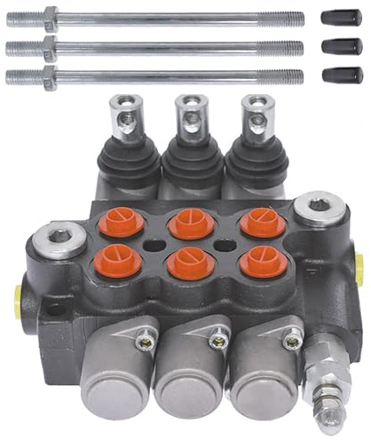 Timunr 3 Spool 13GPM Hydraulic Directional Control Valve, 3600PSI SAE Ports Double Acting Hydraulic Valve with Joystick