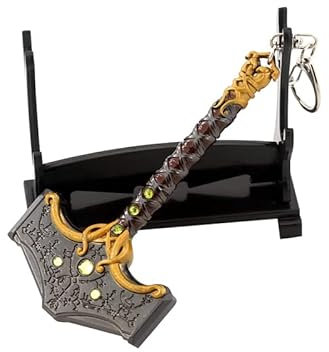 Superbuybox God of War Ragnarök Thor Mjölnir the hammer of Thor Action Figures Game Toys Collection Keychain Gift Desk Decoration Backpack Pendant Gift, Multicolor, S