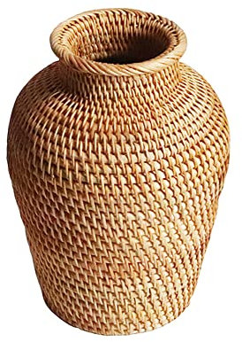Surakey Vintage Boho Vase für Pampasgras,Blumenkorb Handgefertigte Rattan Vasen für Tischdeko Dekorativ Gewebte Blumenvase Organizer Blumentopf für Wohnkultur Bauernhausvase Wohnzimmer Tisch Deko