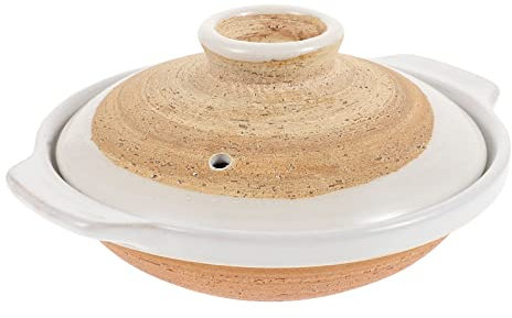 Ceramic Cooking Pot Ceramic Cooking Pot Clay Casserole Dish Japanese Sumi Kannyu Donabe Nonstick Stew Pot Chinese Earthen Pot with Lid for Hot Pot Dolsot Bibimbap Soup 18cm C