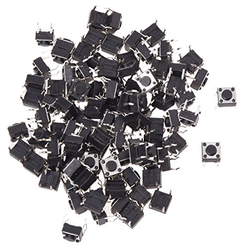 Huusuei 100pcs 6 x 6mm x 4.3mm Board PCB Currently Tactile Tact Push Button Switch DIP