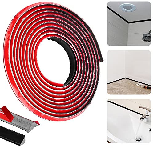 QINERSAW 3mLang 9x12mm Flexible Zierleiste Selbstklebend Deckenleisten Schwarze Wandleiste Fliesenkantenleiste Paneelleiste Abschlussleiste für Wandkanten Boden Fenster Wandbordüre Schrank