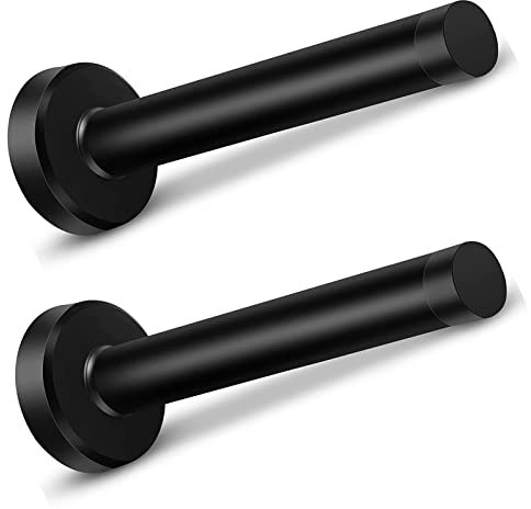 Door Stops, 6 Inch 2 Pack Black Wall Mount Door Stopper, Brushed Stainless Steel, Extra Long Doorstops with Sound Dampening Rubber Tip Bumper, Wall Door Protector
