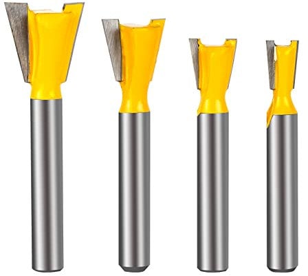 Yueqing Zhongji, 4PCS Dovetail Router Bit Set, 1/4-5/8 inch, Carbide, 1/4 Shank