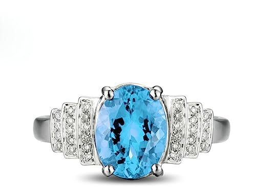 Homxi Anillos de Compromiso Plata Ley 925 Mujer,Anillos Matrimonio 4 Garras con Oval Circonita Azul Claro Anillos de Compromiso Plata Mujer Tamaño 21(61mm)