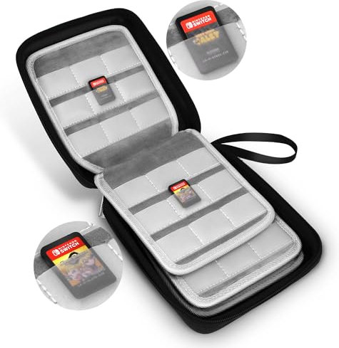 DBCOAST Nintendo Switch Spiele Aufbewahrung Transparente Tasche zur Aufbewahrung von 72 Nintendo Switch-Spielkarten - Schwarz