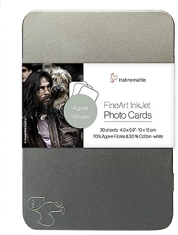 Hahnemühle Inkjet Fotokarten, Mini Foto-Postkarten, Agave, matt, weiß, 30 Blatt, 10x15cm