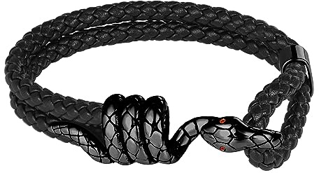 Feilok Leather Bracelet Multi Layer Wristbands Snake Men's Leather Bracelet Punk Leather Bracelet Braided