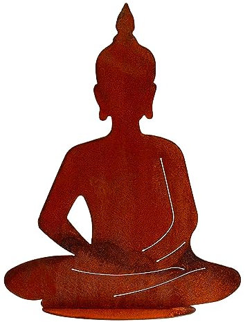 Manufaktur Lichtbogen Rost Gartenfigur Buddha sitzend 44,5 cm