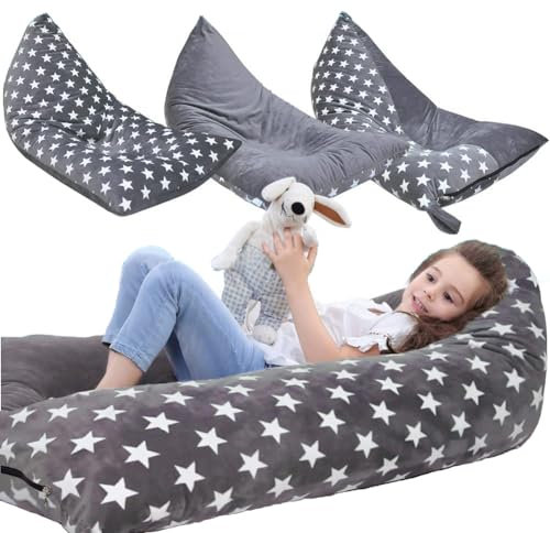 iFCOW Stofftier-Aufbewahrung, Sitzsack, Spielzeug, Organizer, Sitzsack, Stuhlbezug für die Organisation von Plüschtieren (ohne Füllstoff, nur Bezug)