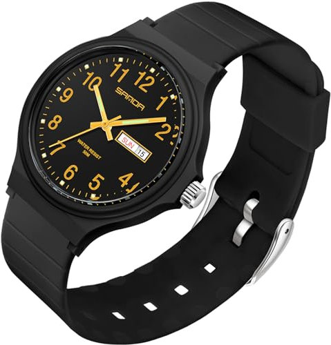 Damen Uhren Wasserdicht Minimalistisch Schwarz Armbanduhr Unisex Sportuhren für Uhr Frauen Mädchen Studenten Einfache Stil Analoge Quarzuhr Leicht Ablesbares Zifferblatt