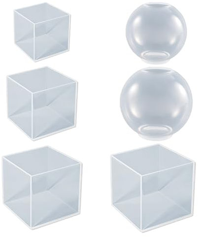 NyxSeat 6 stampi in resina in silicone trasparente a forma di cubo, forma sferica altamente trasparente, stampo fai da te in resina siliconica
