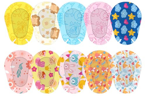 Lot de 60 patchs adhésifs en tissu extensible pour enfants - 10 styles - Motif dessin animé