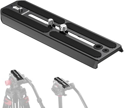 NEEWER 501PL Tripod Quick Release Plate Compatible with MVH500AH MVH502AH, 6.3/16cm Extended Camera Mounting Plate with 1/4 3/8 Screws, Anti Off Pin for GM001 GM002 GM006 Fluid Heads, QR6