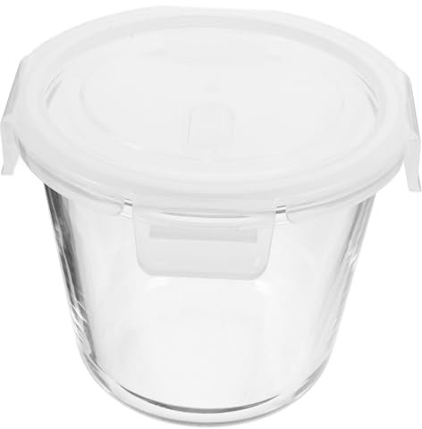SHOWERORO Contenedor De Almacenamiento De Vidrio Con Tapa Recipiente Redondo Para Comidas y Para Preparación De Comidas y Ensaladas