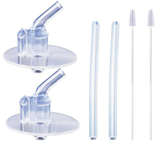 2 pajitas de repuesto para botellas de agua, 2 tubos de silicona, 2 cepillos para pajitas, accesorios de pajitas de repuesto para biberones, extensiones de pajitas