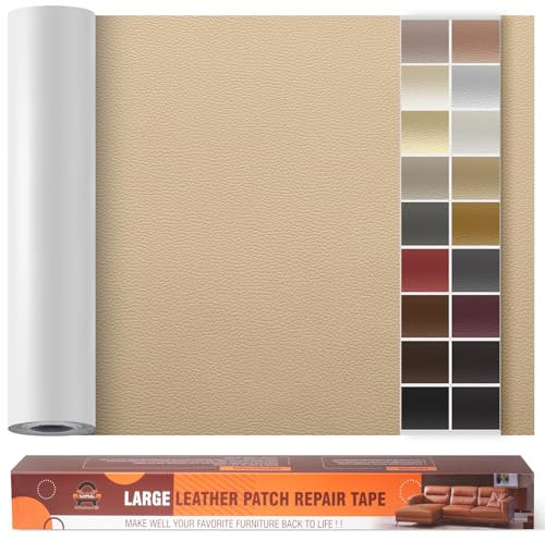 Leder Reparatur Set Khaki,OAZ Kunstleder Selbstklebend 90 x 200 cm,Kunstleder Reparaturset Leder Reparatur Patch Selbstklebende Lederflicken für Autositze Möbel Sofa Taschen