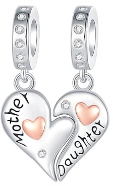 BIZK Mutter und Tochter Charm Anhänger für Armband 925 Sterling Silber Charm Bead Pendant für Europäische Armbänder und Halsketten