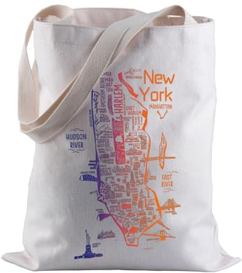 LEVLO New York Map Tote Bag New York Travel Shopping Bag New York Souvenirs Gifts New York Yorker Grocery Bag Moving To New York Gift, new york, 35cm ( 13.78 inch ) * 38 cm ( 14.96 inch)