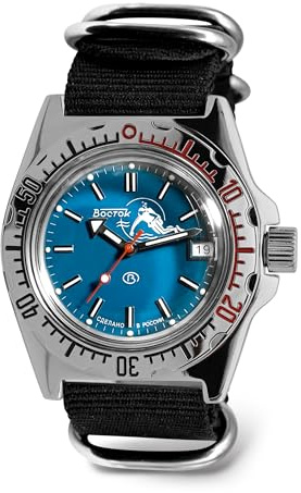 Vostok | Amphibia 110059 Scuba Dude Automatik-Armbanduhr mit Selbstaufzug, Schwarz, Taucher