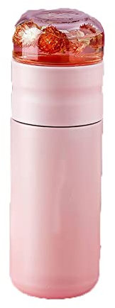 HGDXDP Insulated Cup Insulated Cup with Filter Stainless Steel Tea Bottle Cup with Glass Infuser Separates Tea and Water 300ML Thermos Vacuum Flask(Pink)