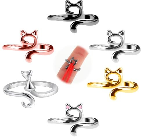 Sibba 6 Pcs Häkeln Garn Ring Einstellbare Stricken Spannung Schleife Ringe Für Finger Geflochten Schneller Metall Katze Führung Halter Häkeln Zubehör Für Häkler Diy Handwerk Zubehör Geschenke