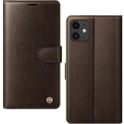 AIMOYU for iPhone 11 Case, Flip Wallet Leather Phone Case with [4 Card Slots] [Kickstand] [RFID Blocking] Magnetic Protective Shockproof Cover for iPhone 11 Phone Case - Brown