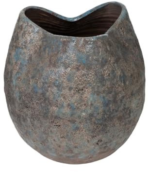 Romimex Pot Bleu Terre Cuite, 26 x 26 x 26 cm, Finition vieillie