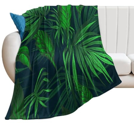 Cmagnifico Flannel Blanket, Green Tropical Jungle Plant Hedgehog Hawaiian Palm Tree Lovely Maltese Dog Light Marble Horror Skull Tree Killer Whales Orca Ladybugs Pattern Infinite Speckled Monkey Patte