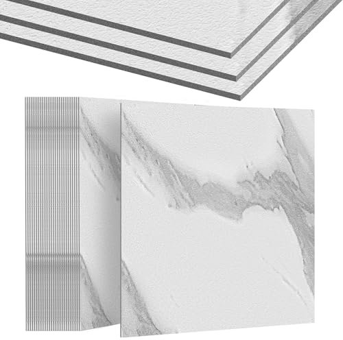 HENGMEI PVC Bodenbelag Selbstklebend Vinylboden Bodenfliesen Betonoptik Klebefliesen Boden 30cm×30cm Fliesenaufkleber Rutschfeste Venylbodenbelag für Schlafzimmer, Küche, 27 Stück, 2.51m², Model C