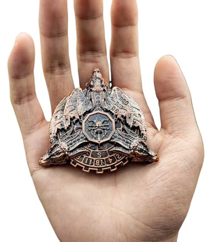 7 in 1 Fidget Spinner Würfel Set für DND, Neuheit Wing Dragon Metal Roulette D&D Würfel mit Geschenkbox, Dungeons und Drachen RPG Rollenspiel Würfel Bronze