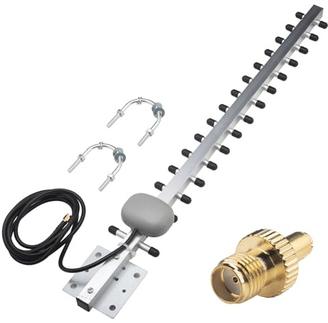 Kaunosta 4G LTE 25dBi High Gain SMA Stecker Yagi Antenne mit 1,5 m RG58 Kabel + SMA Buchse auf TS9 Stecker Stecker für Router, Wireless Network IP Sicherheitskamera, PCI Express PCIE