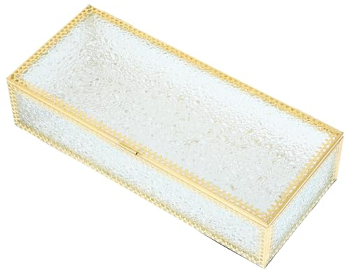 Cabilock Schmuckkästchen Glas Eisen Vintage Stil Schmuckaufbewahrung Aufbewahrungsbox mit Deckel für Ringe Ohrringe und Anhänger Zuhause Wohnzimmer