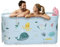 Warmiehomy Portable Foldable Bathtub for Adult,140x50X55cm Large Soaking Bathtub with Cushion and Backrest,Hot Bath Ice Bath SPA Tub for Shower,Freestanding Bathtub for Adults Kids,Ocean Style