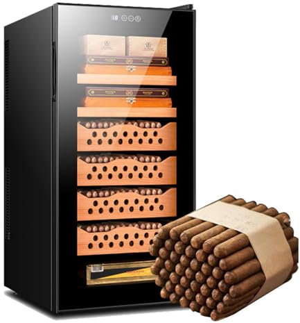 78l Smart Humidor (6-Lagiges Zigarrenschrank-Design) - Für 11 Flaschen Und 300 Zigarren, Herausnehmbare Holzregale, Eingebettetes Design, Für Schlafzimmerbüro
