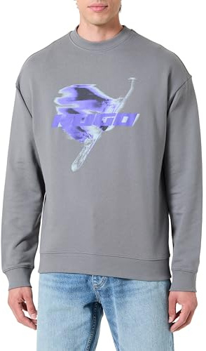 HUGO Men's Nifterix Sweatshirt, Medium Grey, M