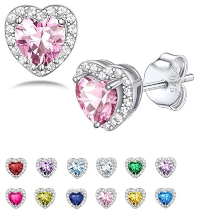 Seleneva Birthstone Stud Earrings for Women Sterling Silver Dainty Earring Crystal Zirconia Stud Earrings Birthday Christmas Valentine's Day Jewellery Gifts for Mum Sisters Girlfriend (Oct.)