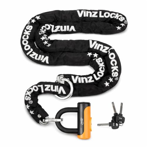 VINZ Tibba Kettenschloss ø8,3mm | ART 2 Zertifikat | Schloss für Fahrrad, E-Bike & hochwertiges Fahrrad & Fatbike | sicheres Fahrradschloss, durch Ring zusätzliche Reichweite, mit Loop | 90-200 cm
