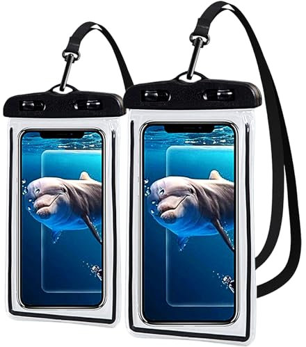 SSKHE - Lote de 2 correas de hombro mejoradas, funda impermeable para smartphone, IPX8 TPU protege el teléfono agua, funda impermeable para iPhone 16 15 14, apto para el estilo de teléfono universal