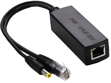 Poe Splitter Adattatore 48V to 12V 2A, Adattatore Poe 12V Ethernet IEEE 802.3af, DC 5,5x2,1mm Uscita,10/100Mbps, per Telecamere IP, Access Point Wireless, Telefoni VoIP e Dispositivi Non PoE