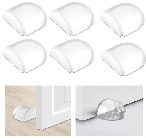 KAIYAYA Arrêts de Portes,[Lot de 6] Butee de Porte Adhesive-Butée de Poignée Murale Bloc Cale Arrêt Porte Adhésive Transparentes Butoirs en Silicone,Pour Portes de Placard,Cuisine,Salle de Bain,Bureau
