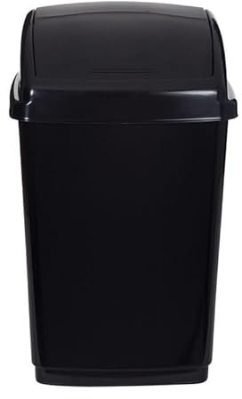 ZARVICZONIA 10L/30L/50L Premium Plastic Swing Bins Durable For Kitchen Bathroom Rubbish Office Room Trash Rubbish Recycling and General Waste (Black, 50 Litre)